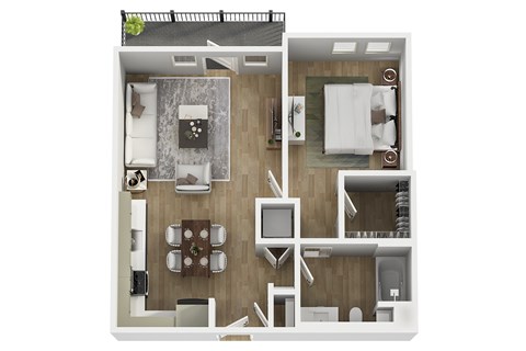 Floor plan for 1 bed, 1 bath